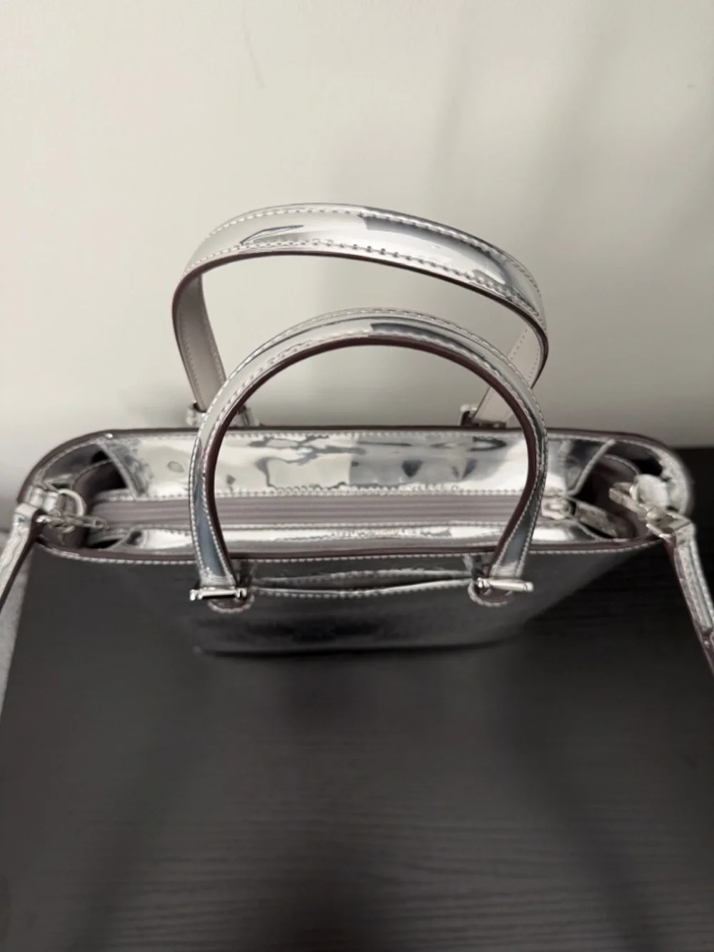 MICHAEL KORS Jet Set Extra Small Metallic Silver Embossed Tote - Picture 5 of 16